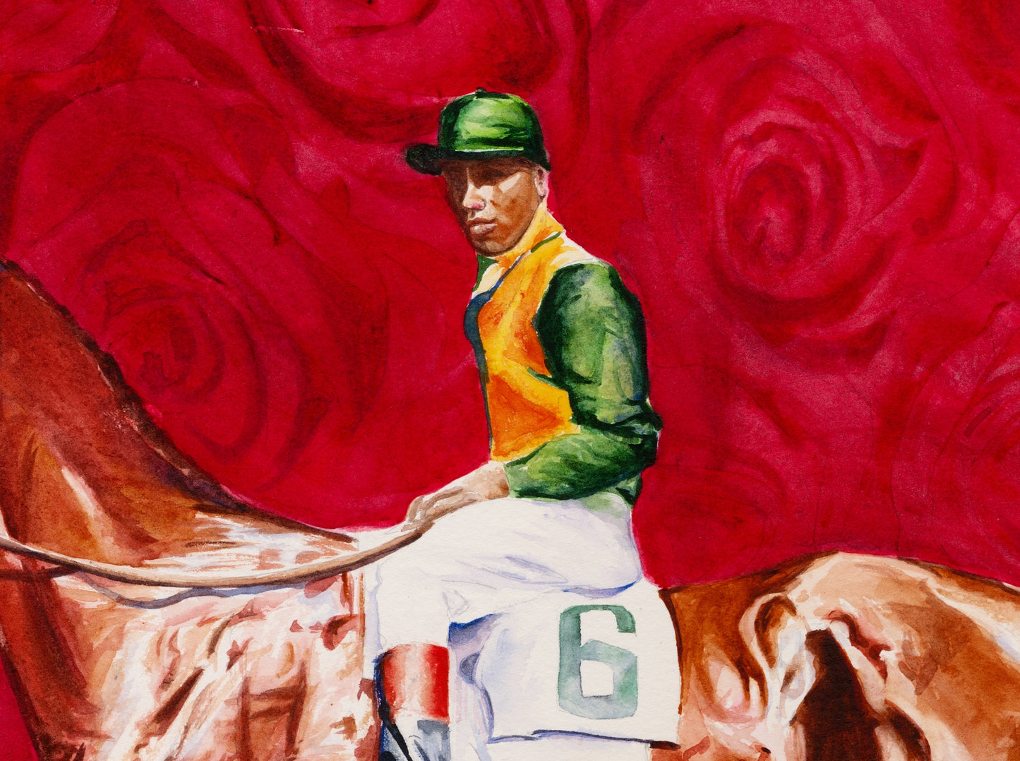 Red Roses and Racing Legends: Aristides & Oliver Lewis Equestrian Art Print