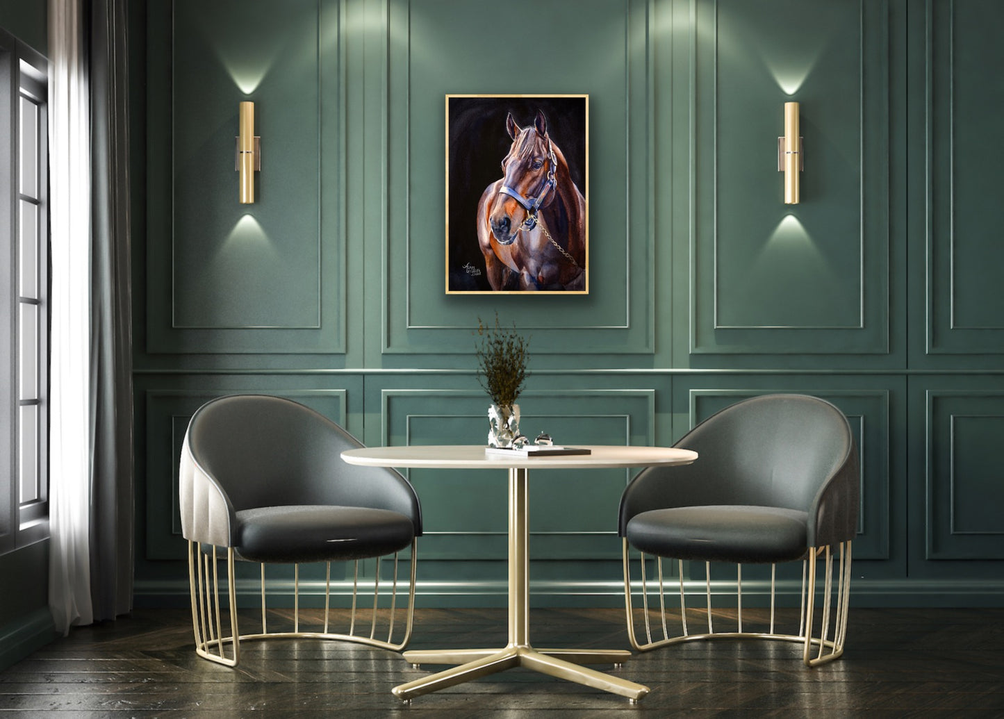 Majestic Bay - A Captivating Watercolor Portrait of a Thoroughbred Racehorse