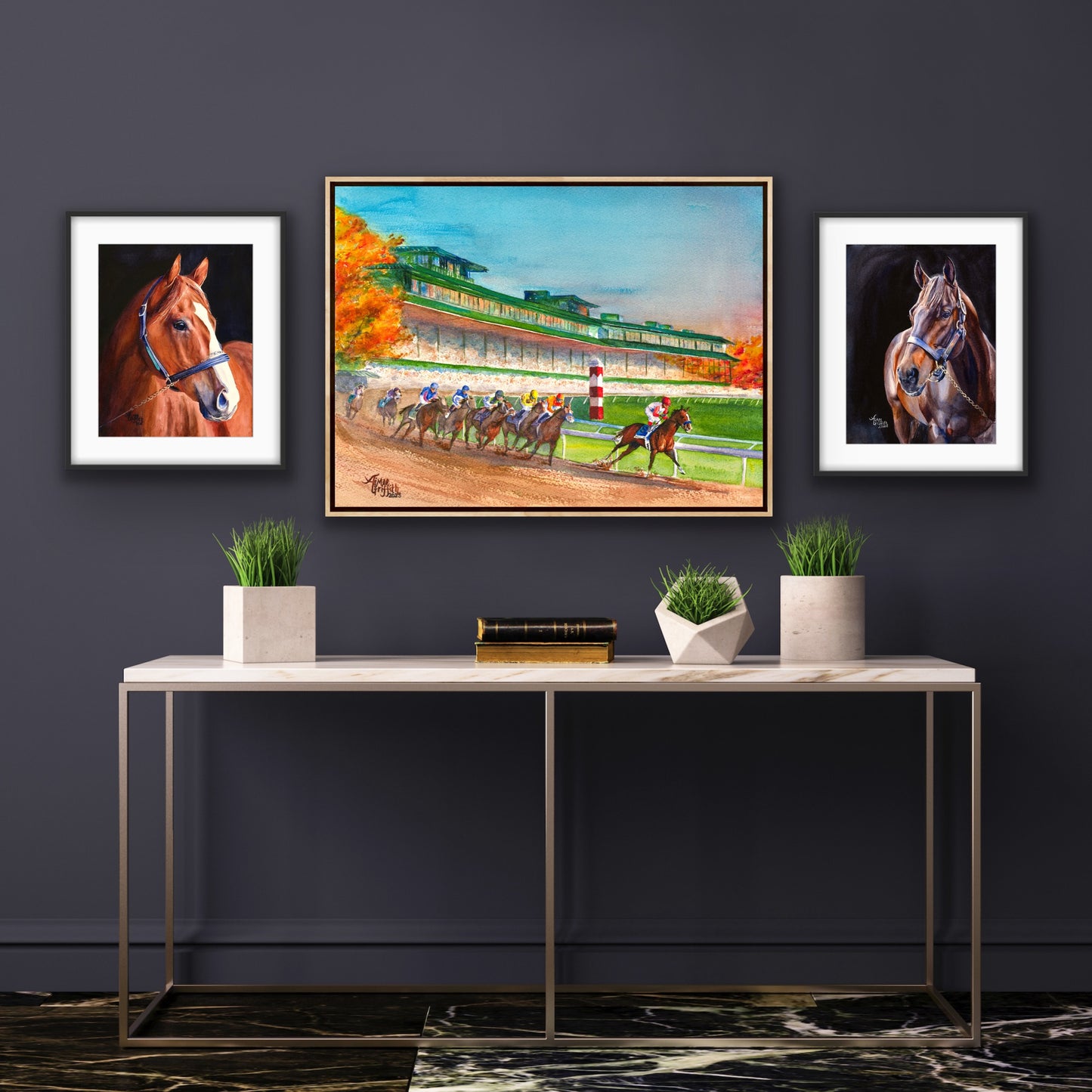 Majestic Bay - A Captivating Watercolor Portrait of a Thoroughbred Racehorse