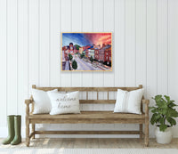 Bourbon Capital Charm: Watercolor Sunset of downtown Bardstown, KY