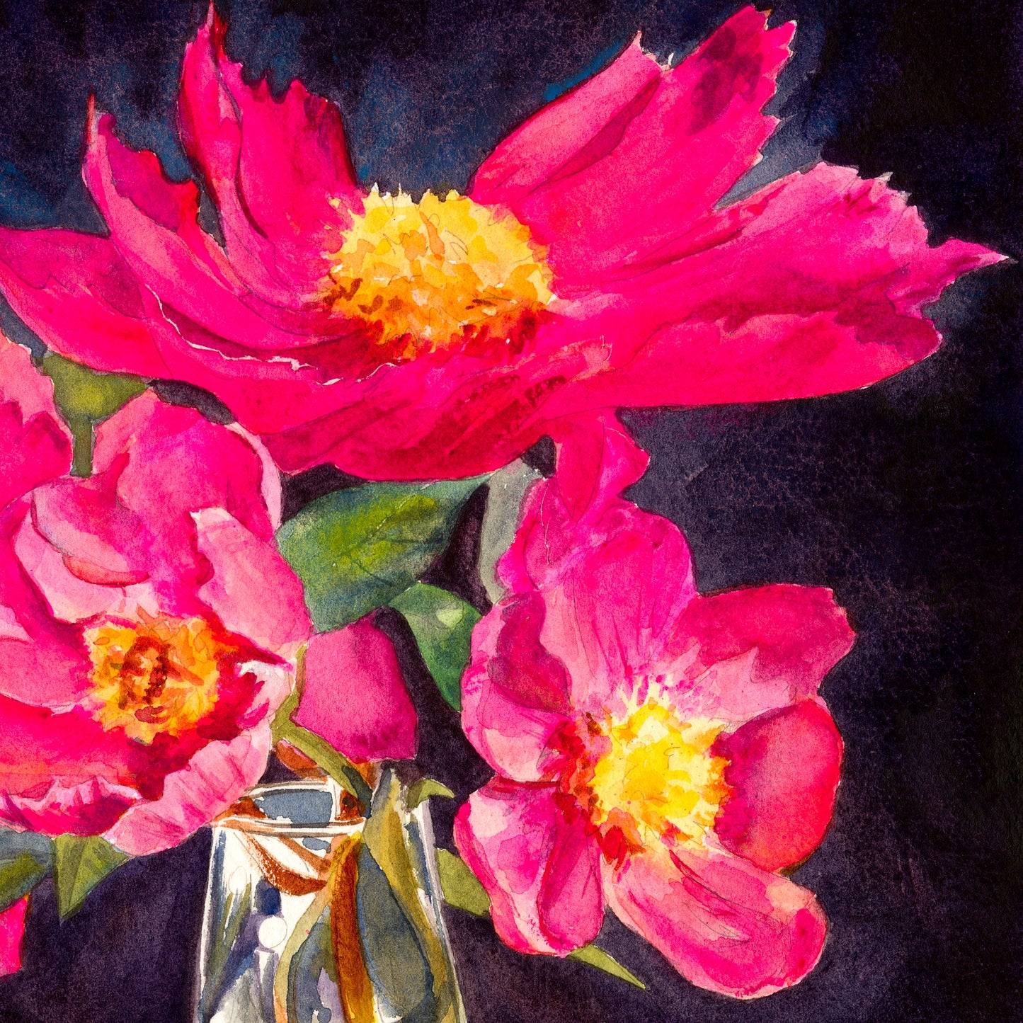 Seeking Sunbeams: A Vibrant Watercolor Print of Pink Peonies