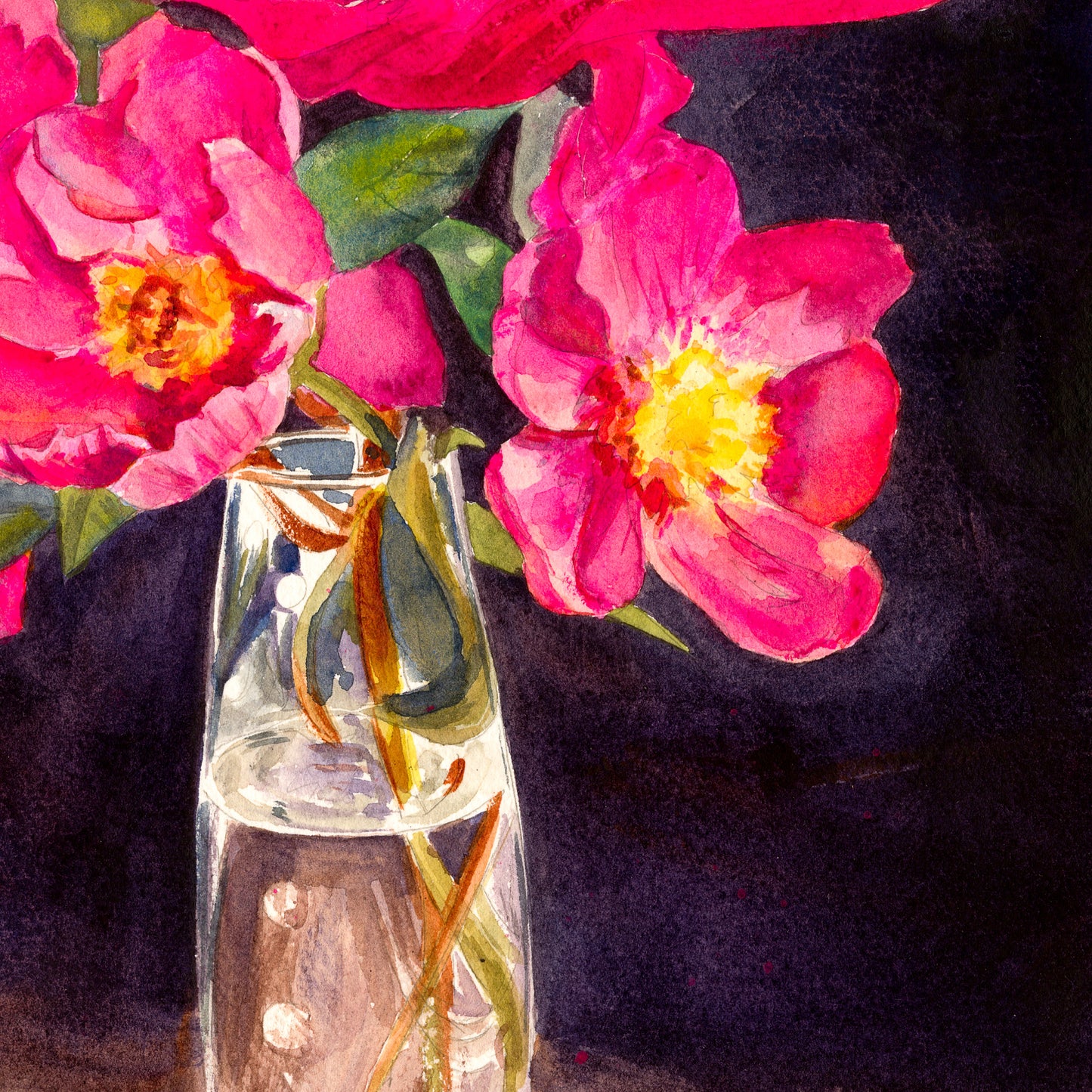 Seeking Sunbeams: A Vibrant Watercolor Print of Pink Peonies