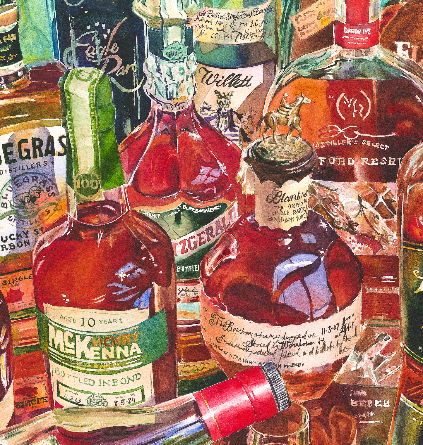 Top Shelf Reflections - Weller, Pappy, Blanton's, Eagle Rare and More Bourbon Collection Print